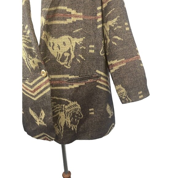 Vintage AB Sport Wool-Look Blazer Women’s 1X Southwest Horses Eagle - Picture 3 of 12